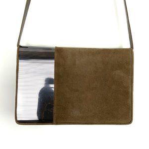 Stuart Weitzman Brown Genuine Suede Clutch Shoulder Purse Medium Size